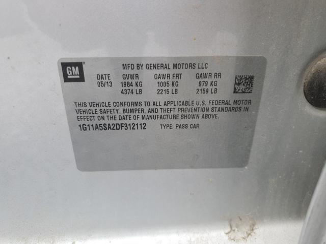 1G11A5SA2DF312112 - 2013 CHEVROLET MALIBU LS SILVER photo 12