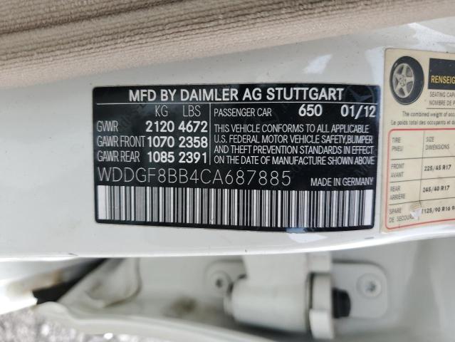 WDDGF8BB4CA687885 - 2012 MERCEDES-BENZ C 300 4MATIC WHITE photo 14