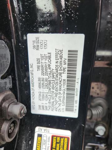 5J6RM4H54GL110538 - 2016 HONDA CR-V EX BLACK photo 14