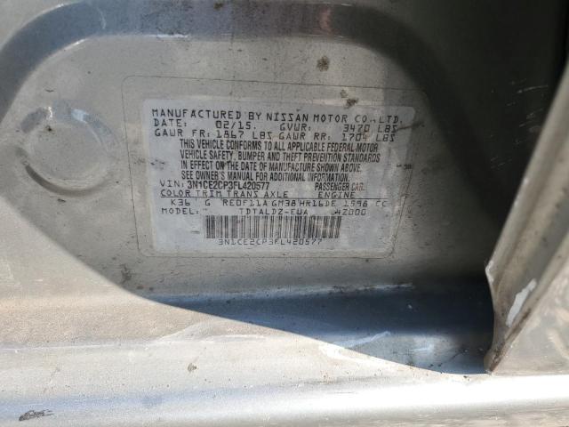 3N1CE2CP3FL420577 - 2015 NISSAN VERSA S SILVER photo 12