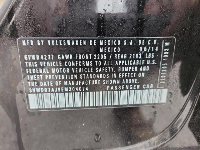 3VWD07AJ9EM304074 - 2014 VOLKSWAGEN JETTA SE BLACK photo 12