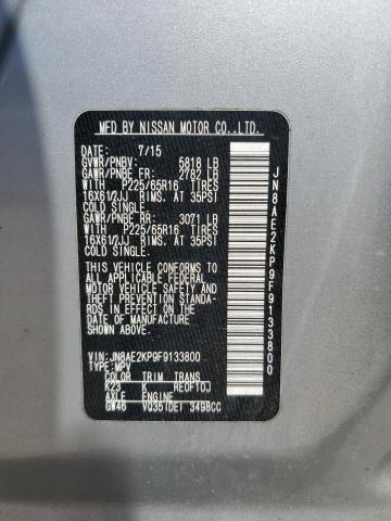 JN8AE2KP9F9133800 - 2015 NISSAN QUEST S SILVER photo 13