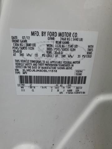 2LMDJ6JK6DBL11518 - 2013 LINCOLN MKX Ağ foto 13