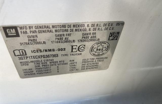 3GTP1TECXFG367363 - 2015 GMC SIERRA C1500 WHITE photo 10