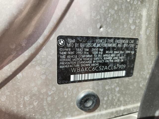 WBAKC6C52ACL67909 - 2010 BMW 750 I XDRIVE SILVER photo 12