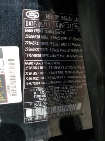 SALGV2EF2EA126900 - 2014 LAND ROVER RANGE ROVE AUTOBIOGRAPHY BLACK photo 12