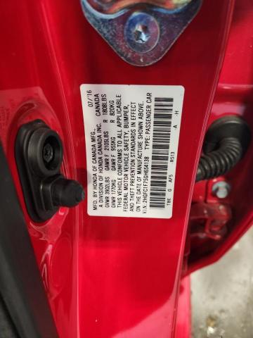 2HGFC1F75GH654138 - 2016 HONDA CIVIC EXL RED photo 12
