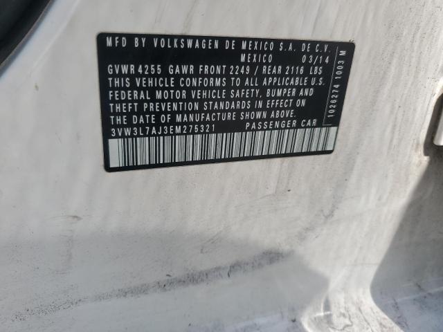 3VW3L7AJ3EM275321 - 2014 VOLKSWAGEN JETTA TDI Biały zdjęcie 12