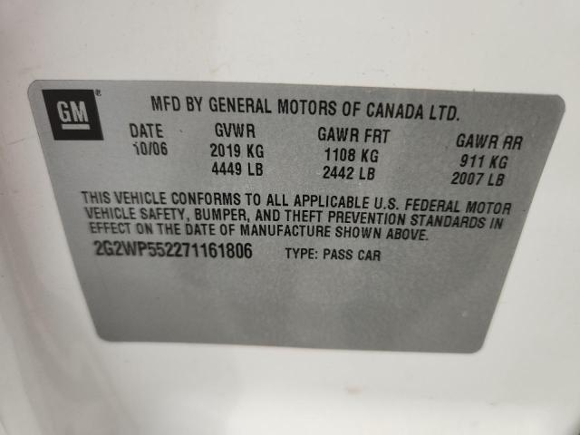 2G2WP552271161806 - 2007 PONTIAC GRAND PRIX 白色 照片 12