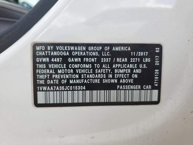 1VWAA7A35JC015304 - 2018 VOLKSWAGEN PASSAT S თეთრი ფოტო 12