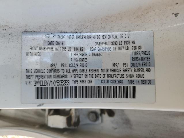 3MYDLBYV1KY505253 - 2019 TOYOTA YARIS L WHITE photo 13