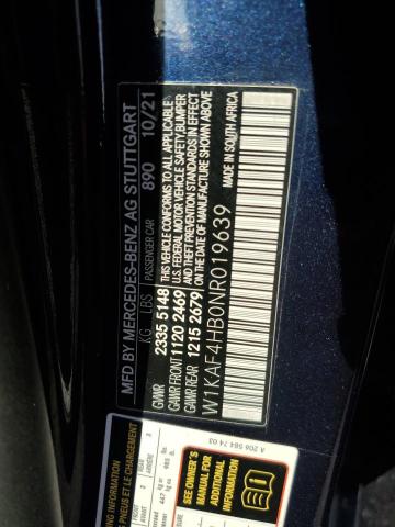 W1KAF4HB0NR019639 - 2022 MERCEDES-BENZ C 300 4MATIC BLUE photo 12