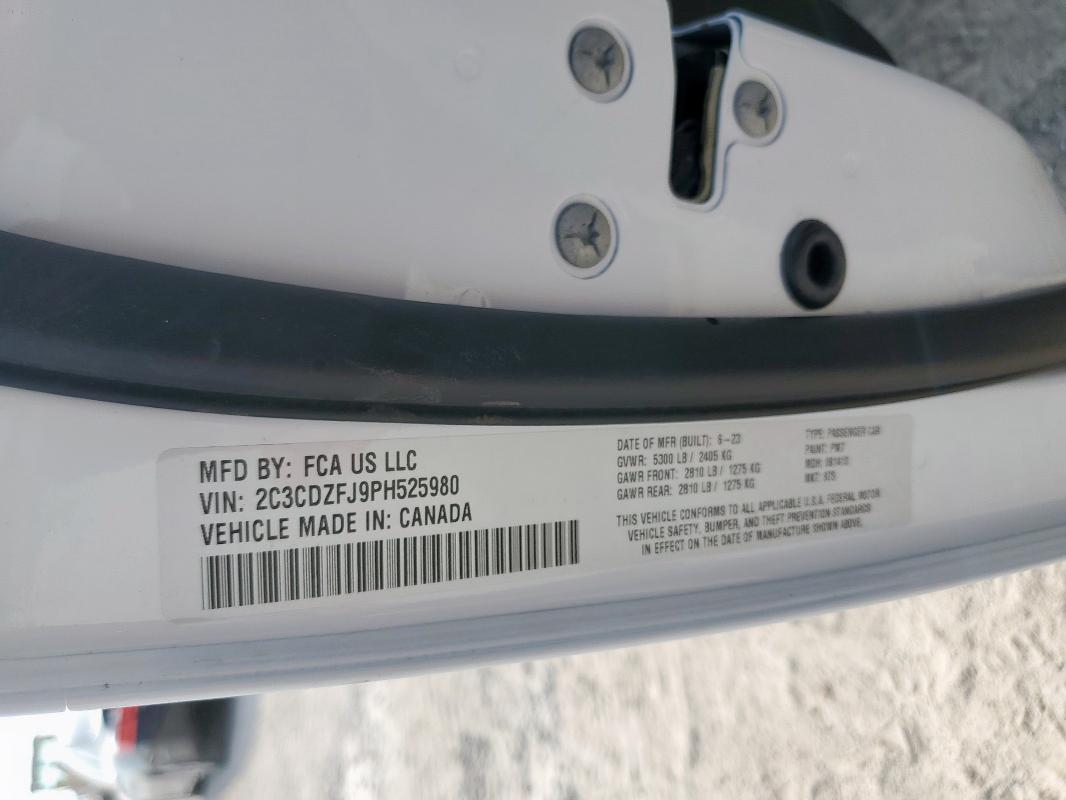 2C3CDZFJ9PH525980 - 2023 DODGE CHALLENGER R/T SCAT PACK WHITE photo 12