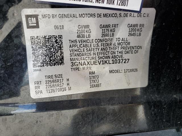 3GNAXUEV1KL103727 - 2019 CHEVROLET EQUINOX LT შავი ფოტო 13