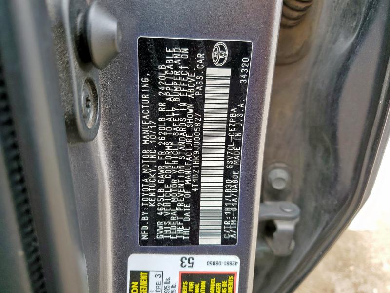 4T1BZ1HK9JU005827 - 2018 TOYOTA CAMRY XSE 石墨色 照片 12