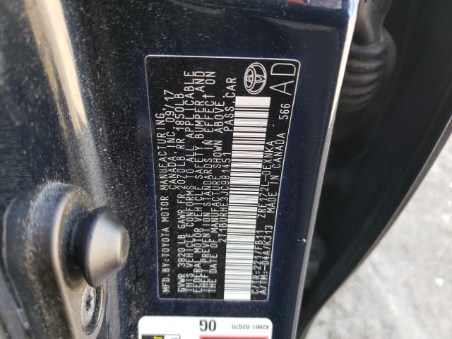 2T1BURHE3JC981451 - 2018 TOYOTA COROLLA L 蓝色 照片 12