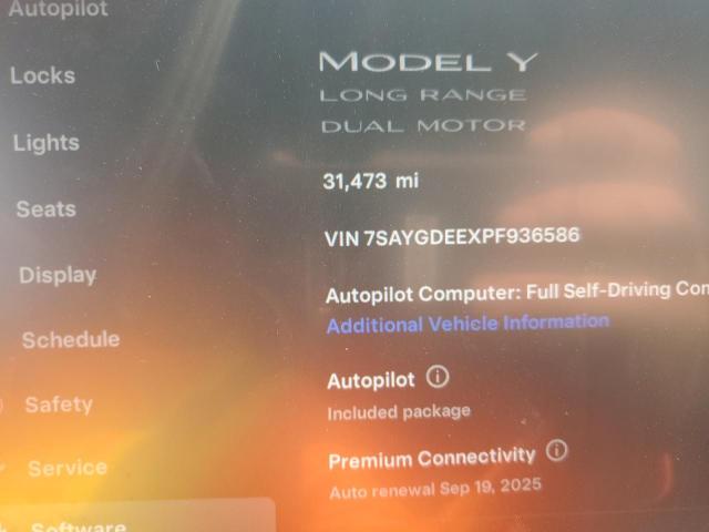 7SAYGDEEXPF936586 - 2023 TESLA MODEL Y Ağ foto 9
