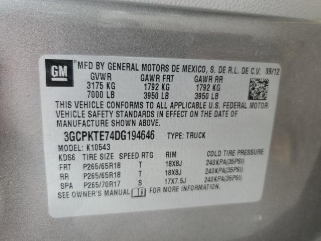 3GCPKTE74DG194646 - 2013 CHEVROLET SILVERADO K1500 LTZ GRAY photo 12