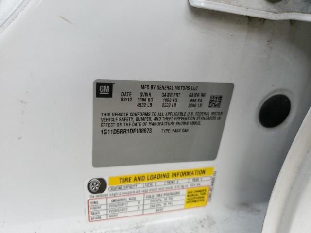 1G11D5RR1DF108873 - 2013 CHEVROLET MALIBU 1LT WHITE photo 12