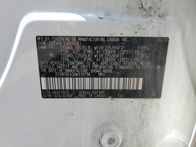 2T3BFREV3DW110798 - 2013 TOYOTA RAV4 LE WHITE photo 13