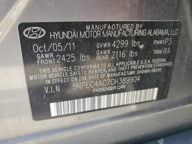 5NPEC4AC7CH389904 - 2012 HYUNDAI SONATA SE GRAY photo 12