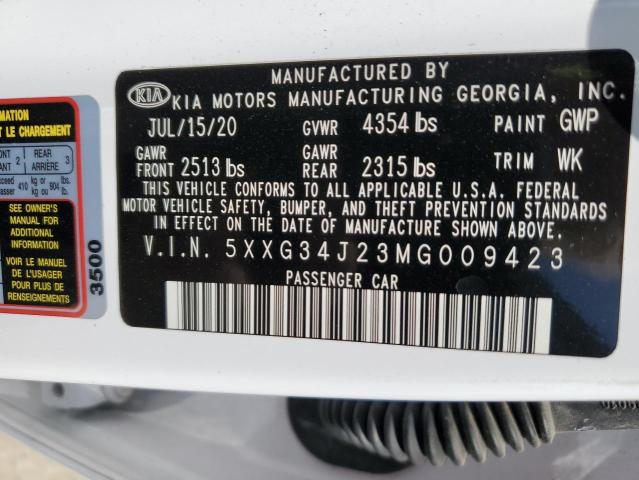 5XXG34J23MG009423 - 2021 KIA K5 EX WHITE photo 13