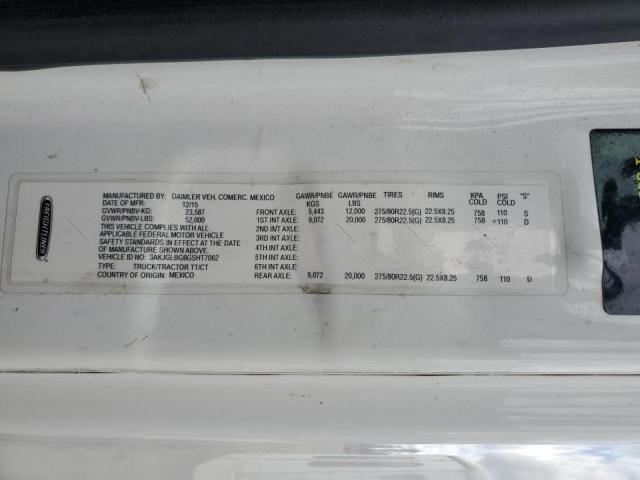 3AKJGLBG6GSHT7062 - 2016 FREIGHTLINER CASCADIA 1 WHITE photo 10