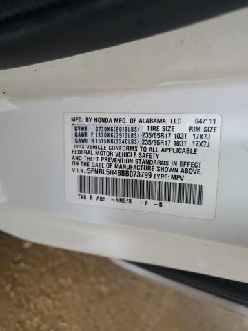 5FNRL5H48BB073799 - 2011 HONDA ODYSSEY EX WHITE photo 13