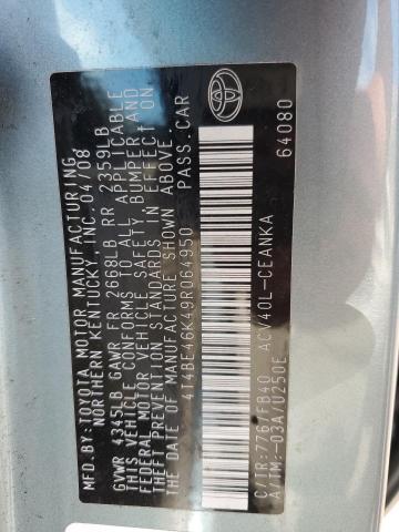 4T4BE46K49R064950 - 2009 TOYOTA CAMRY BASE GREEN photo 12