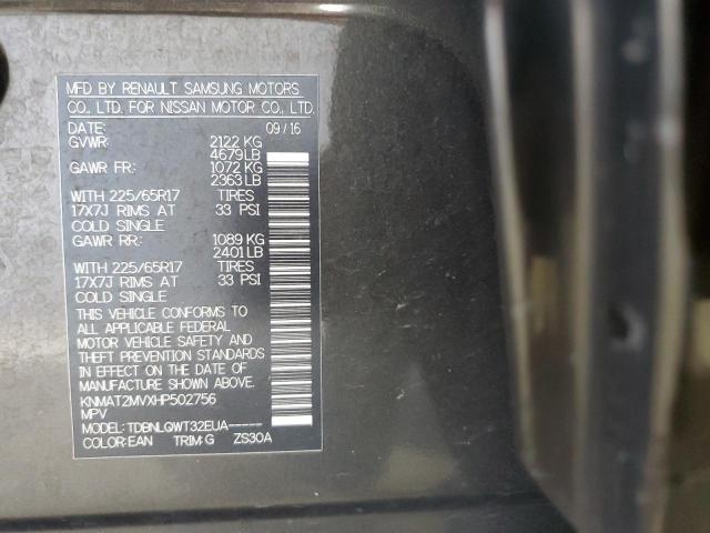 KNMAT2MVXHP502756 - 2017 NISSAN ROGUE S 黑色 照片 13