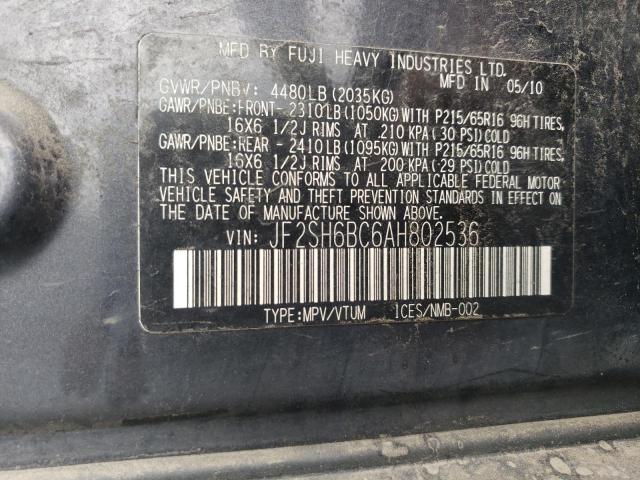 JF2SH6BC6AH802536 - 2010 SUBARU FORESTER XS Schwarz Foto 14