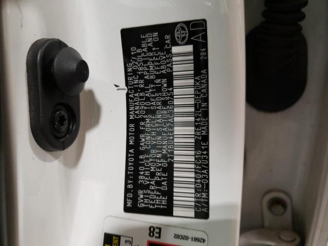 2T1BU4EE7AC360754 - 2010 TOYOTA COROLLA BASE WHITE photo 12