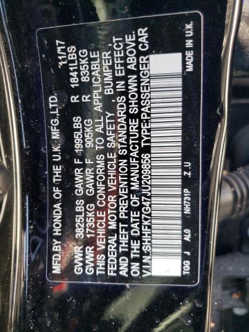 SHHFK7G47JU209856 - 2018 HONDA CIVIC SPORT 黑色 照片 12