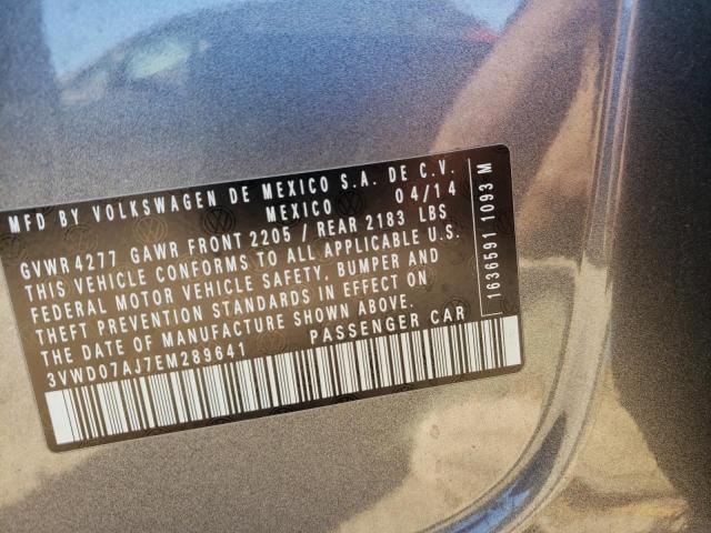 3VWD07AJ7EM289641 - 2014 VOLKSWAGEN JETTA SE GRAY photo 12