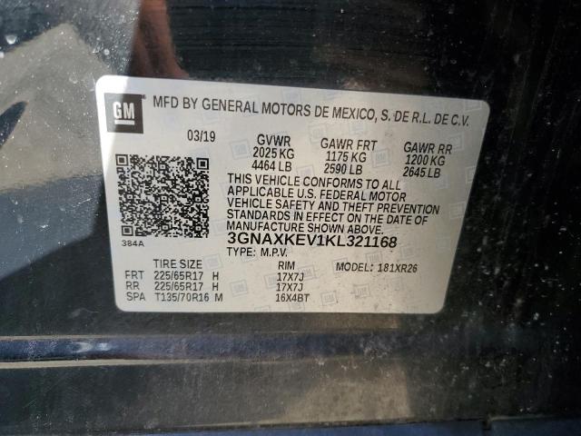 3GNAXKEV1KL321168 - 2019 CHEVROLET EQUINOX LT BLACK photo 14