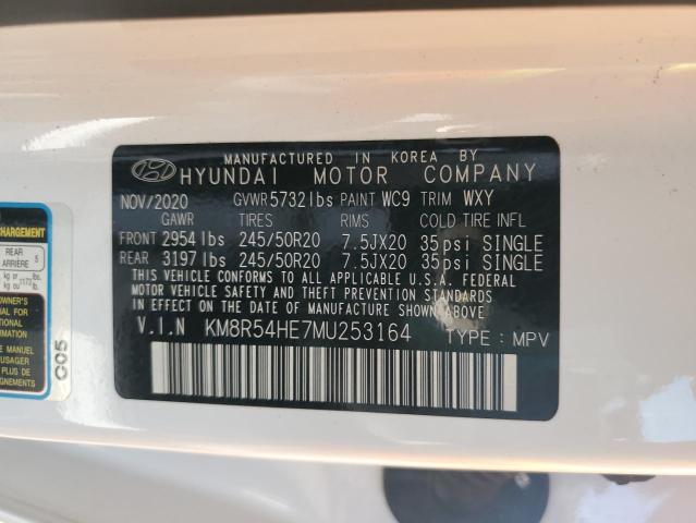 KM8R54HE7MU253164 - 2021 HYUNDAI PALISADE LIMITED WHITE photo 13