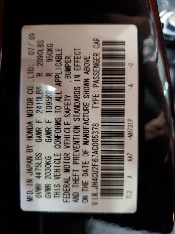 JH4CU2F67AC005378 - 2010 ACURA TSX BLACK photo 12
