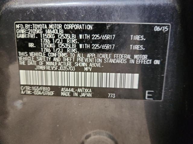 JTMBFREV5FJ035703 - 2015 TOYOTA RAV4 LE GRAY photo 13