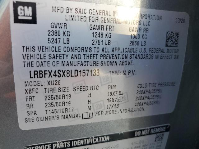 LRBFX4SX8LD157133 - 2020 BUICK ENVISION PREMIUM II GRAY photo 13
