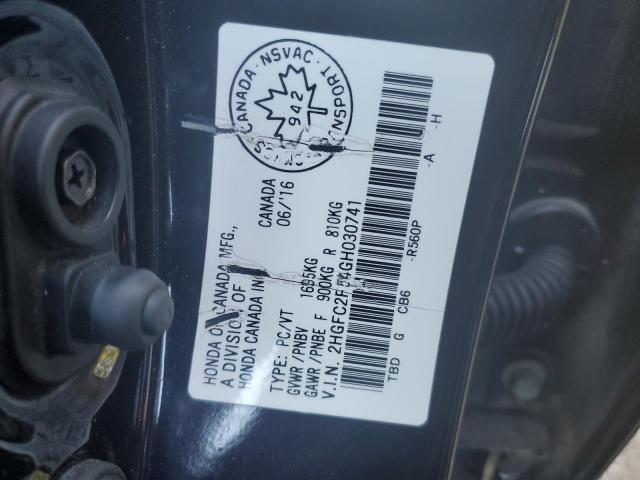2HGFC2F54GH030741 - 2016 HONDA CIVIC LX BLACK photo 13