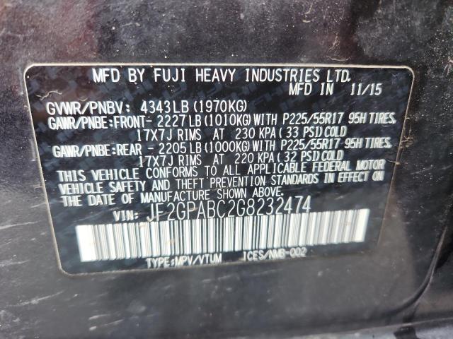 JF2GPABC2G8232474 - 2016 SUBARU CROSSTREK PREMIUM GRAY photo 14