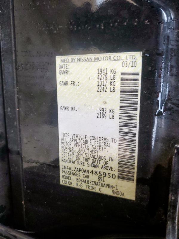 1N4AL2AP0AN485950 - 2010 NISSAN ALTIMA BASE BLACK photo 13