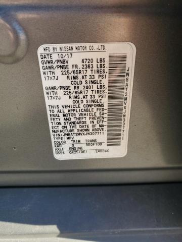 JN8AT2MVXJW307711 - 2018 NISSAN ROGUE S ნაცრისფერი ფოტო 12