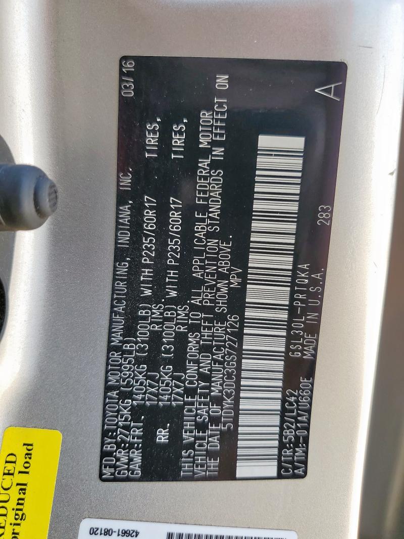 5TDYK3DC3GS727126 - 2016 TOYOTA SIENNA XLE TAN photo 13