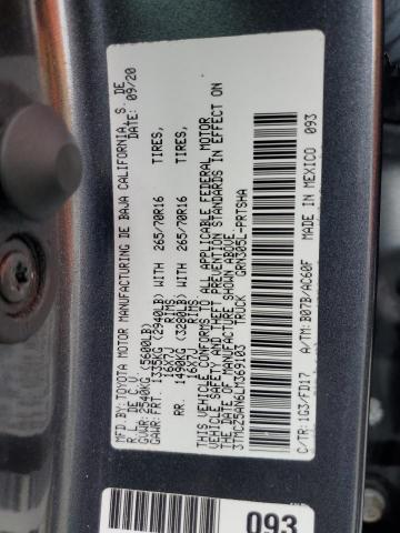 3TMCZ5AN6LM369103 - 2020 TOYOTA TACOMA DOUBLE CAB CHARCOAL photo 13