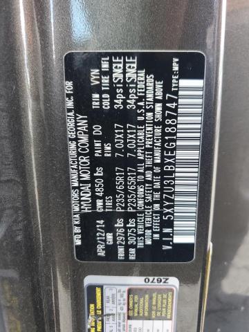 5XYZU3LBXEG188747 - 2014 HYUNDAI SANTA FE S BROWN photo 12