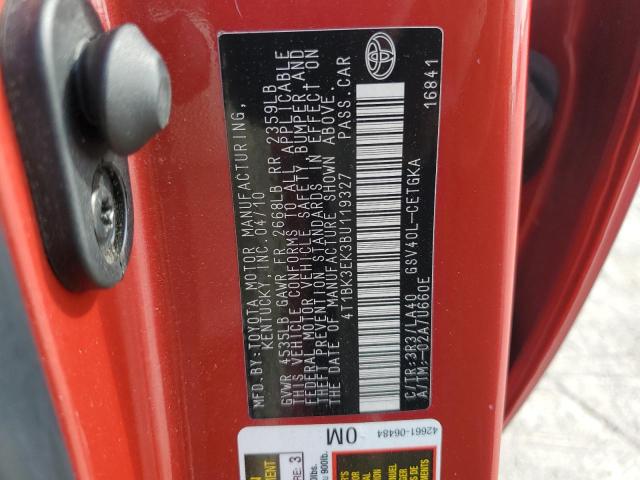 4T1BK3EK3BU119327 - 2011 TOYOTA CAMRY SE Қызыл фото 13