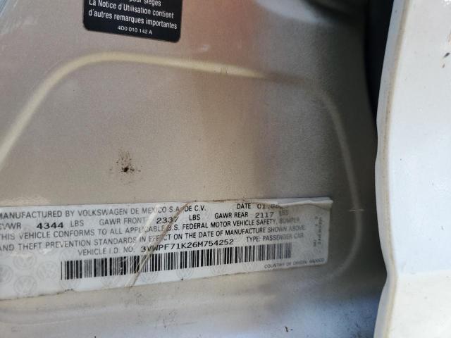 3VWPF71K26M754252 - 2006 VOLKSWAGEN JETTA VALUE 白色 照片 12
