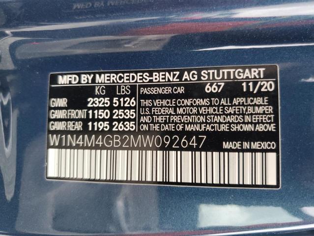 W1N4M4GB2MW092647 - 2021 MERCEDES-BENZ GLB 250 BLUE photo 13