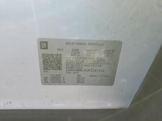 1GKKNMLA1KZ147310 - 2019 GMC ACADIA SLT-1 白色 照片 13